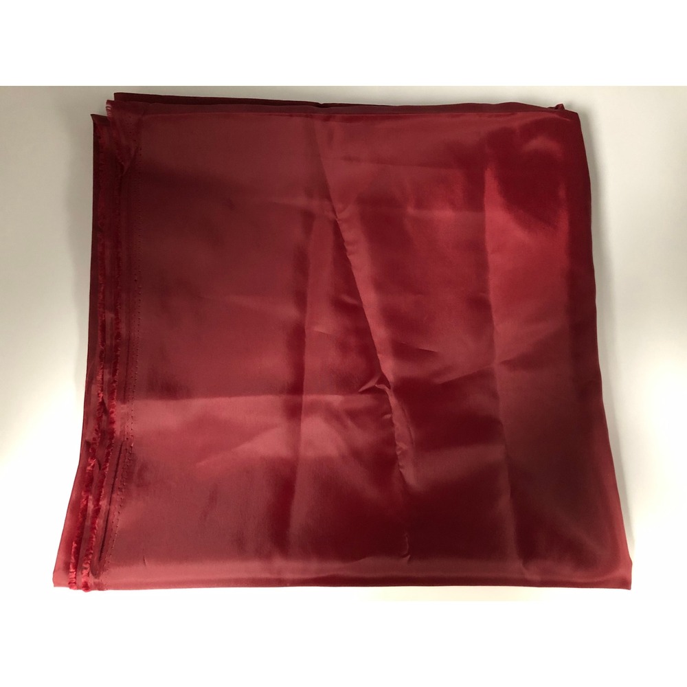 Vtg Burgundy Silk Satin-Like Feel Fabric Remnant 48x117" Sewing Crafting Textile
